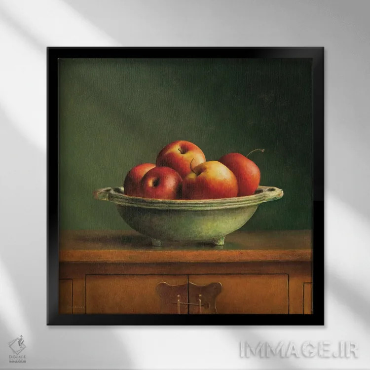 تابلو دکوراتیو سیب ها اثر ژوس فان ریسویک - نمای قابدار مشکی