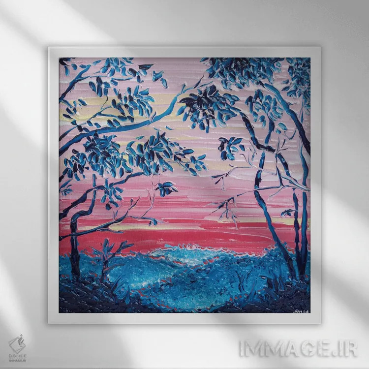 تابلو انتزاعی سایه روشن غروب V اثر جوزف ویلانوا - نمای قابدار سفید