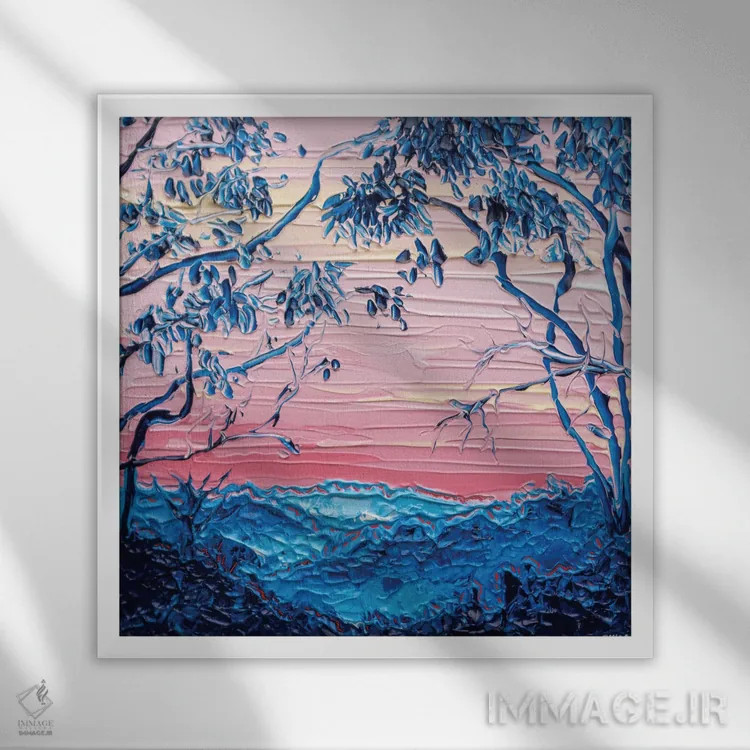 تابلو انتزاعی سایه روشن غروب اثر جوزف ویلانوا - نمای قابدار سفید