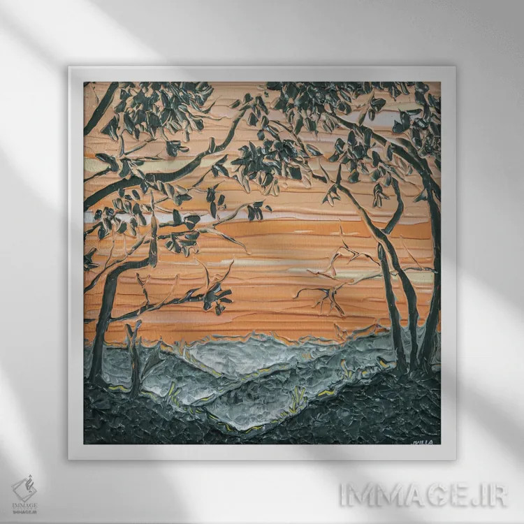 تابلو انتزاعی سایه روشن غروب III اثر جوزف ویلانوا - نمای قابدار سفید