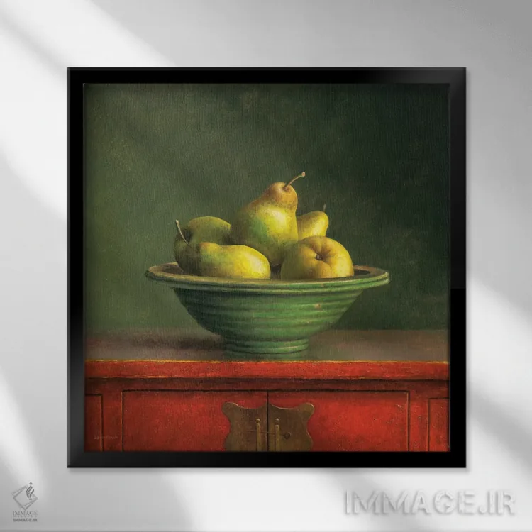 تابلو دکوراتیو گلابی ها اثر ژوس فان ریسویک - نمای قابدار مشکی