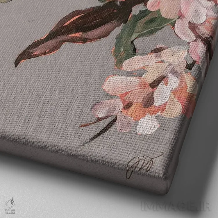 تابلو مدرن شکوفه های بالبوآ ۱ اثر جکی ون توبل - نمای نزدیک بافت بوم