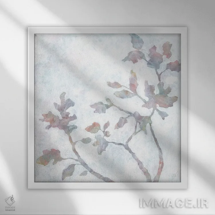 تابلو دکوراتیو شاخ و برگ زدن ۲ اثر جکی ون توبل - نمای قابدار سفید