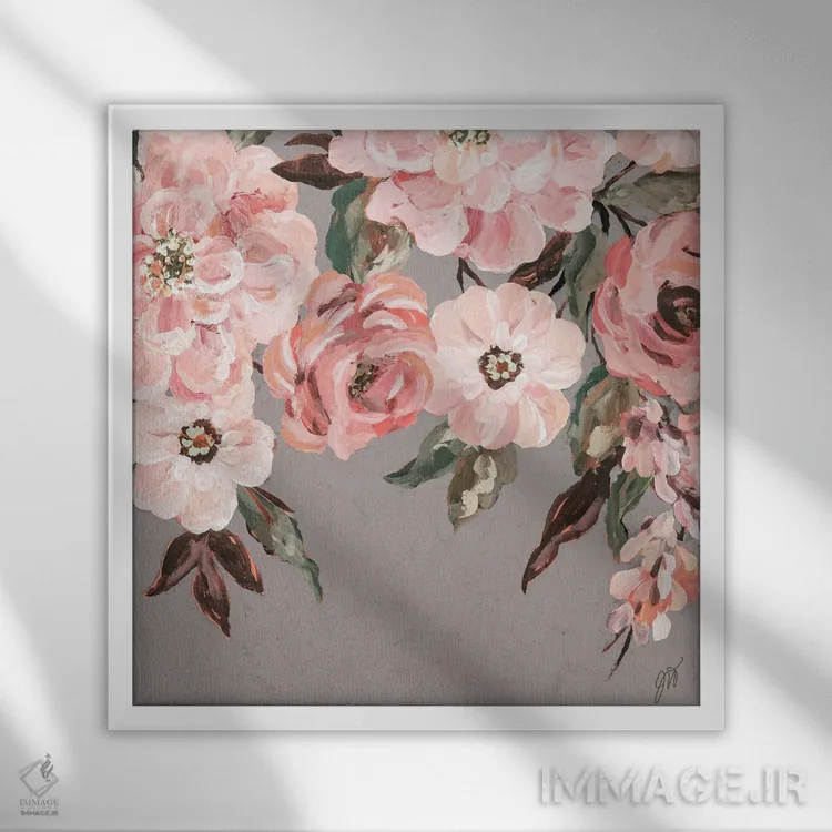 تابلو مدرن شکوفه های بالبوآ ۱ اثر جکی ون توبل - نمای قابدار سفید