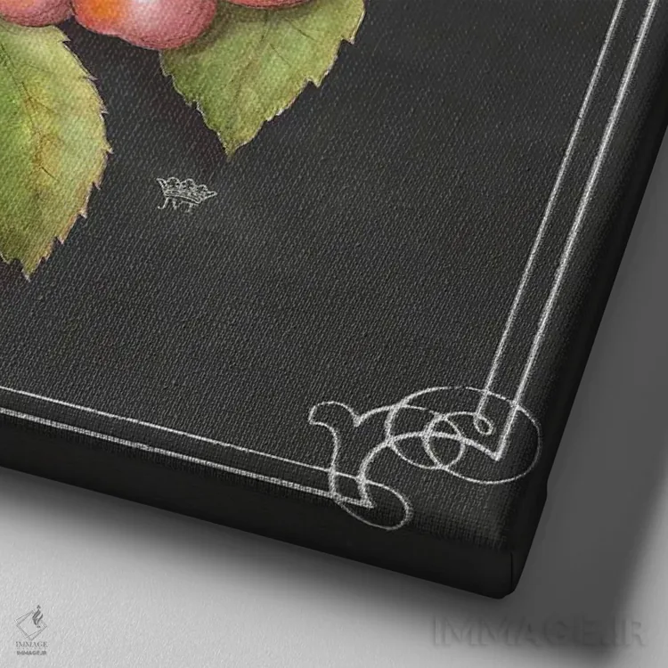 تابلو دکوراتیو گیلاس ها اثر جکی ون توبل - نمای نزدیک بافت بوم