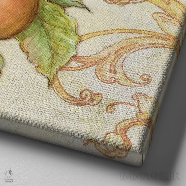 تابلو دکوراتیو گلابی بازار کشاورزان اثر جکی ون توبل - نمای نزدیک بافت بوم