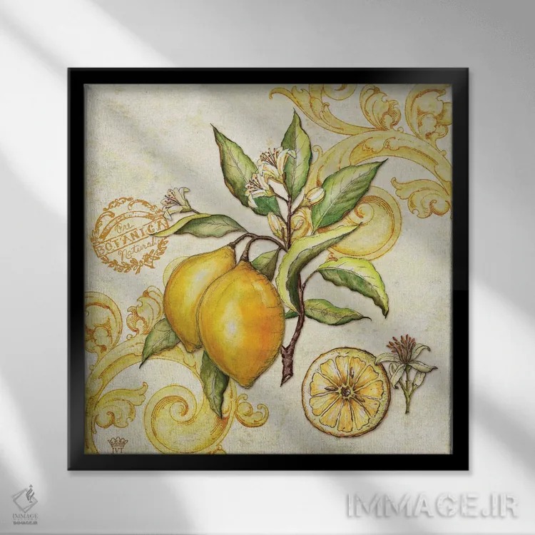 تابلو دکوراتیو لیمو بازار کشاورزان اثر جکی ون توبل - نمای قابدار مشکی