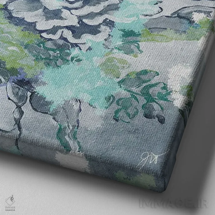 تابلو انتزاعی ژیورنی اثر جکی ون توبل - نمای نزدیک بافت بوم