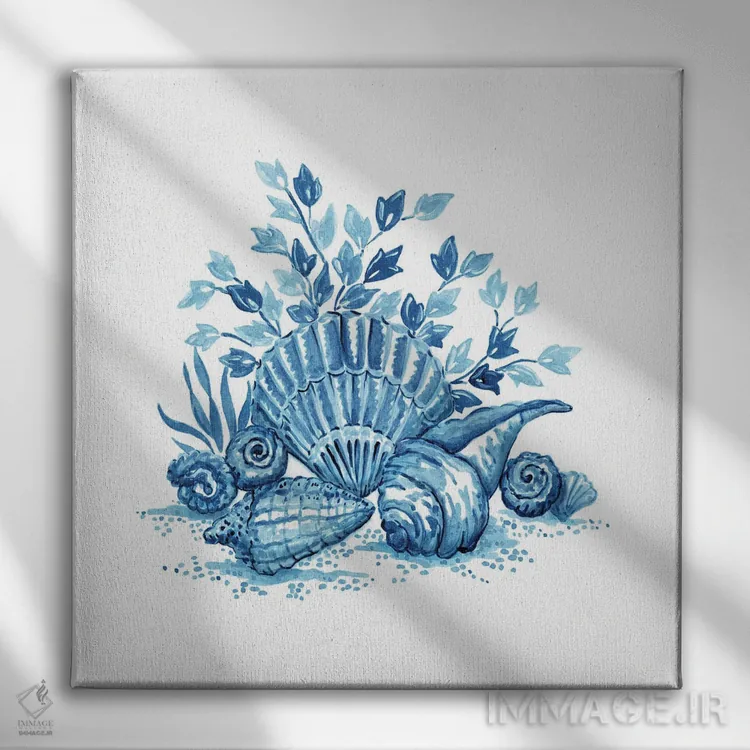 تابلو دکوراتیو دسته گل صدفی I اثر جکی ون توبل - نمای روبهرو روی دیوار