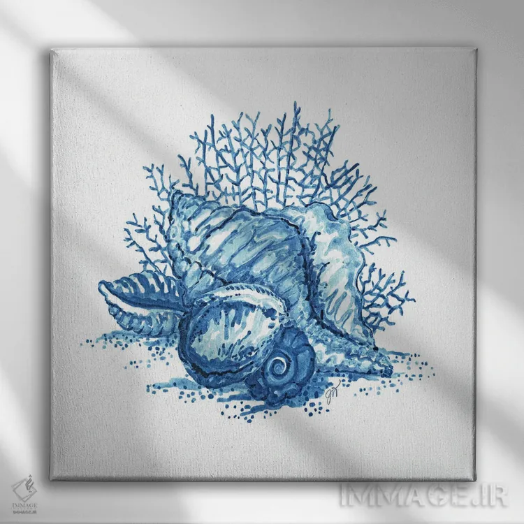 تابلو دکوراتیو دسته گل صدفی II اثر جکی ون توبل - نمای روبهرو روی دیوار