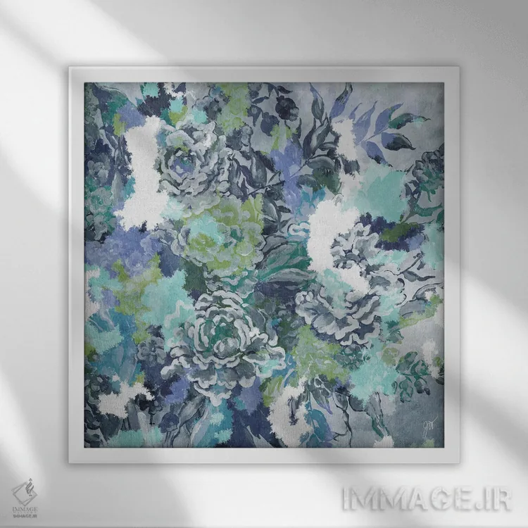 تابلو انتزاعی ژیورنی اثر جکی ون توبل - نمای قابدار سفید