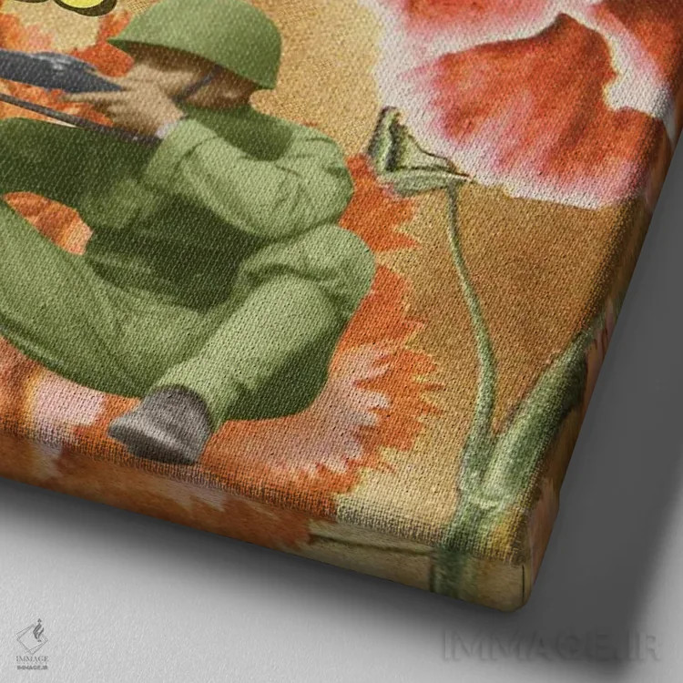 تابلو دکوراتیو عشق بورزید نه جنگ اثر جولیا والک - نمای نزدیک بافت بوم