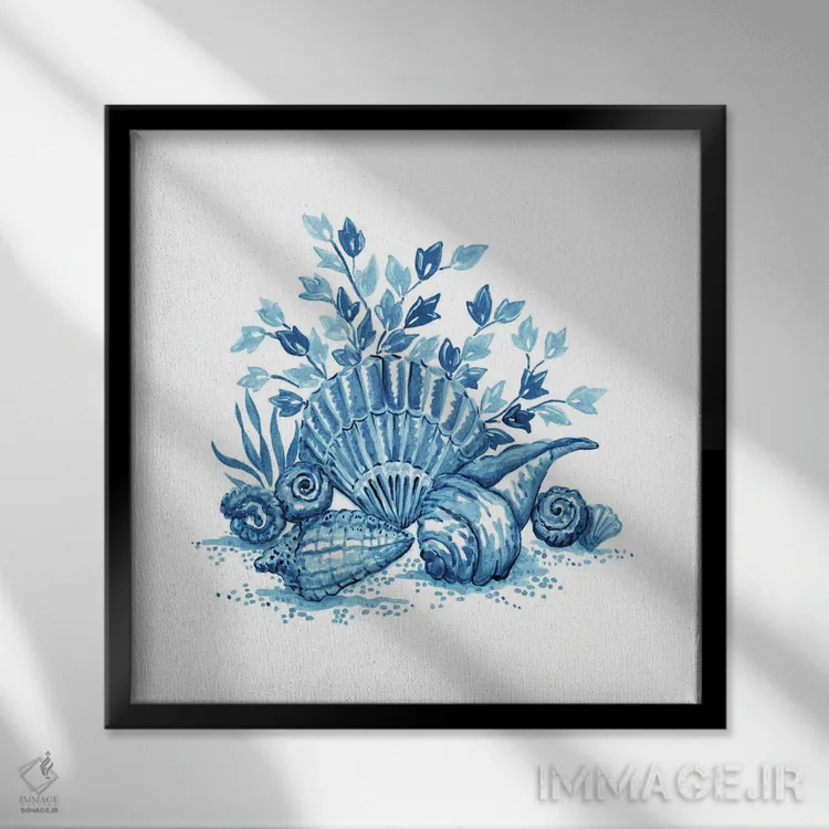تابلو دکوراتیو دسته گل صدفی I اثر جکی ون توبل - نمای قابدار مشکی