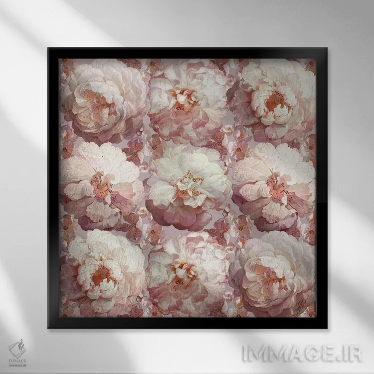 تابلو مدرن رژه گل سرخ اثر جکی ون توبل - نمای قابدار مشکی