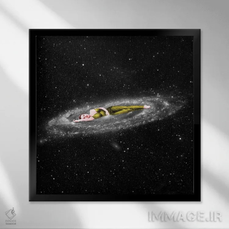 تابلو دکوراتیو آسمان نیمه شب اثر جولیا والک - نمای قابدار مشکی