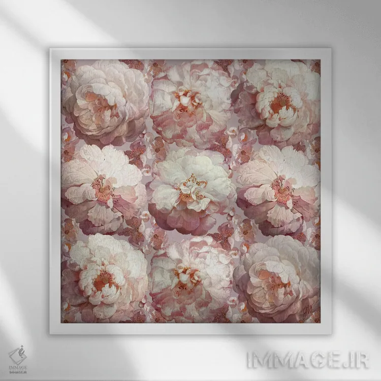 تابلو مدرن رژه گل سرخ اثر جکی ون توبل - نمای قابدار سفید