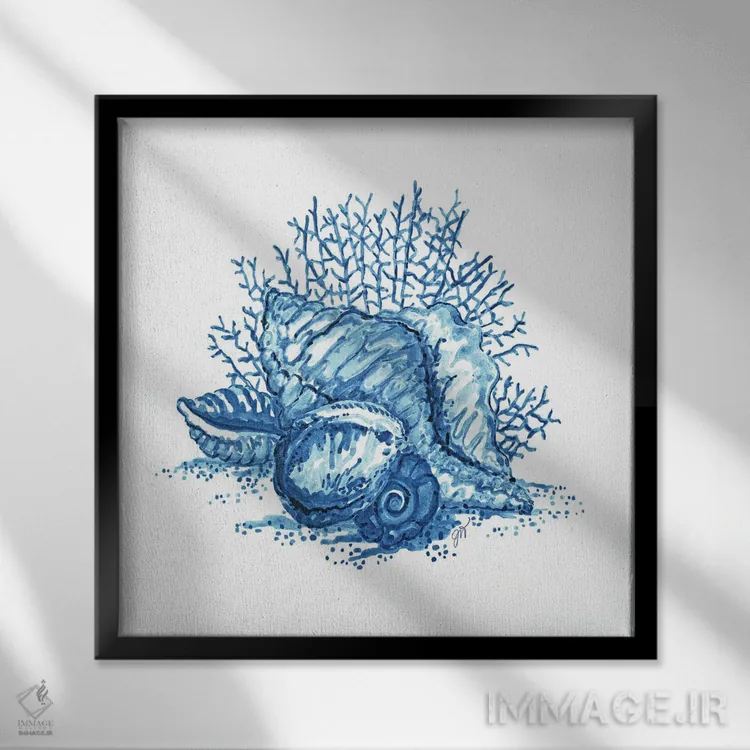 تابلو دکوراتیو دسته گل صدفی II اثر جکی ون توبل - نمای قابدار مشکی