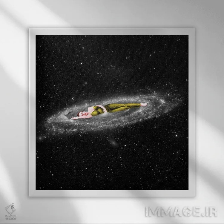 تابلو دکوراتیو آسمان نیمه شب اثر جولیا والک - نمای قابدار سفید