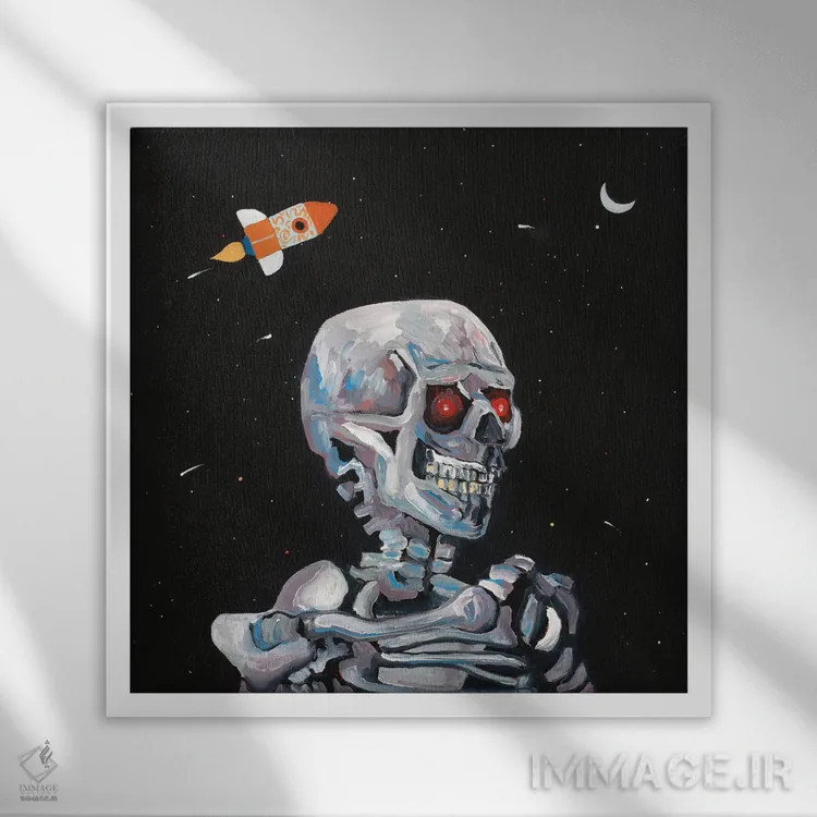 تابلو دکوراتیو ربات اثر جنیفر وارن - نمای قابدار سفید