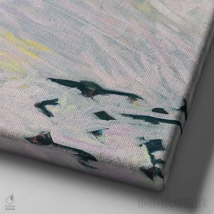 تابلو دکوراتیو پرواز قو اثر جاستین شال - نمای نزدیک بافت بوم