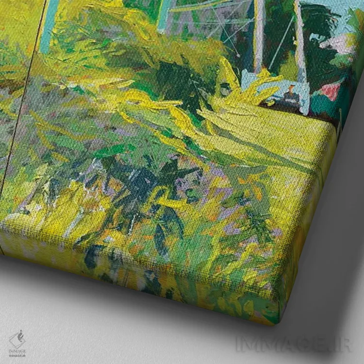 تابلو دکوراتیو خارج از جنگل اثر جاستین شال - نمای نزدیک بافت بوم