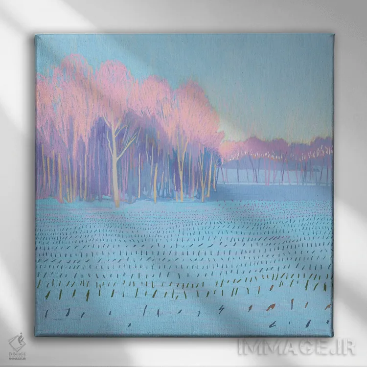 تابلو دکوراتیو مزارع آبی اثر جاستین شال - نمای روبهرو روی دیوار