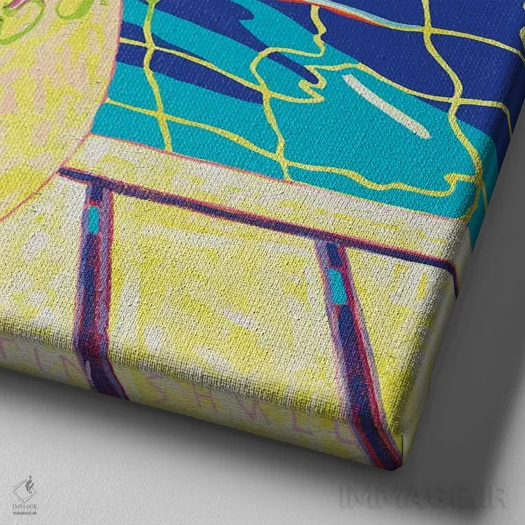 تابلو دکوراتیو کنار استخر اثر جاستین شال - نمای نزدیک بافت بوم