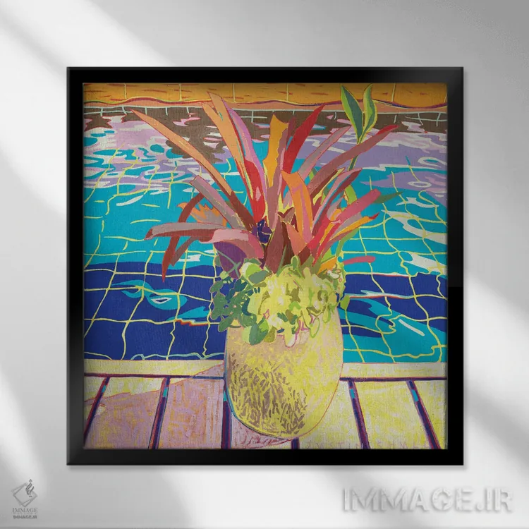 تابلو دکوراتیو کنار استخر اثر جاستین شال - نمای قابدار مشکی