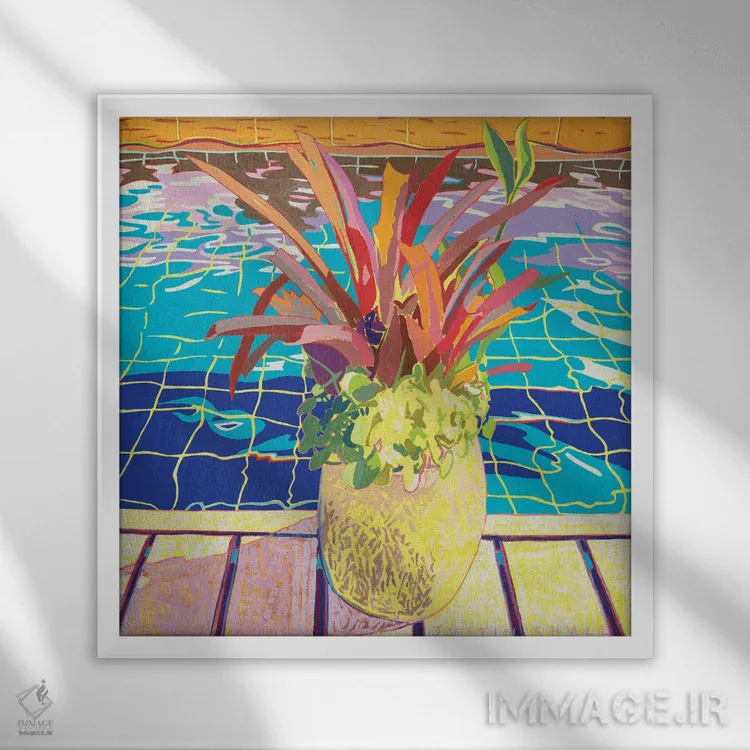 تابلو دکوراتیو کنار استخر اثر جاستین شال - نمای قابدار سفید