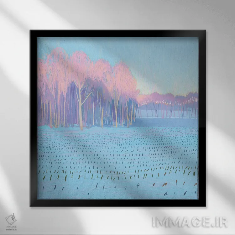 تابلو دکوراتیو مزارع آبی اثر جاستین شال - نمای قابدار مشکی