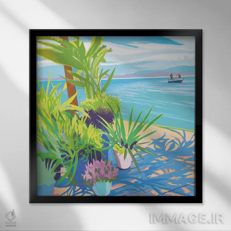 تابلو دکوراتیو ماهیگیرها اثر جاستین شال - نمای قابدار مشکی