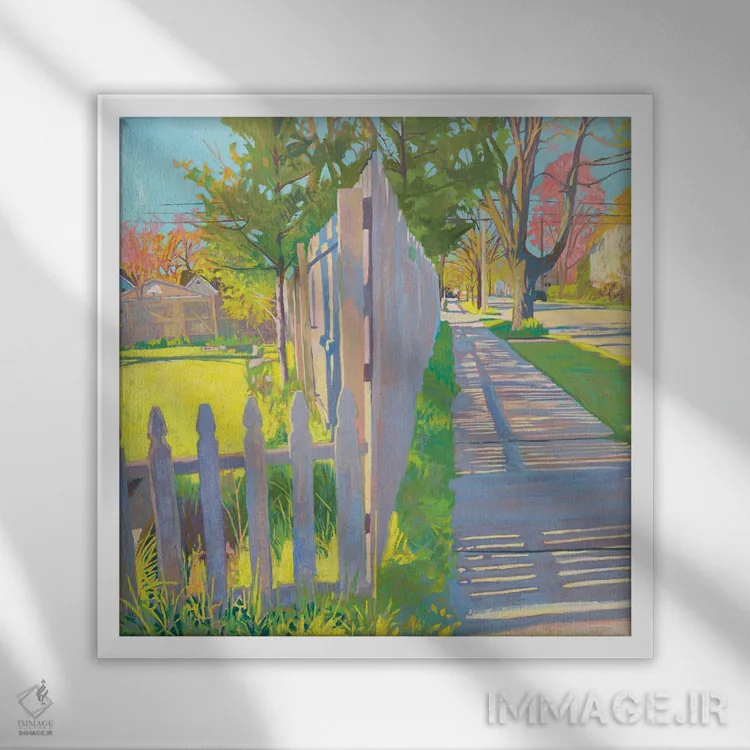 تابلو دکوراتیو همسایگان خوب اثر جاستین شال - نمای قابدار سفید