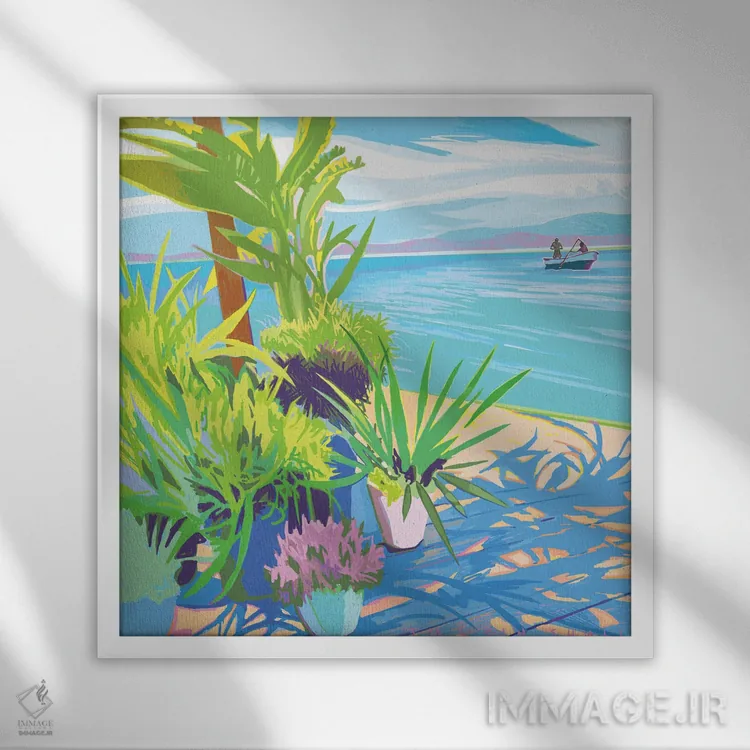 تابلو دکوراتیو ماهیگیرها اثر جاستین شال - نمای قابدار سفید