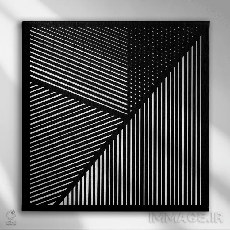 تابلو انتزاعی آشوب کنترل شده شماره چهار اثر جیم اشلوتزاور - نمای روبهرو روی دیوار