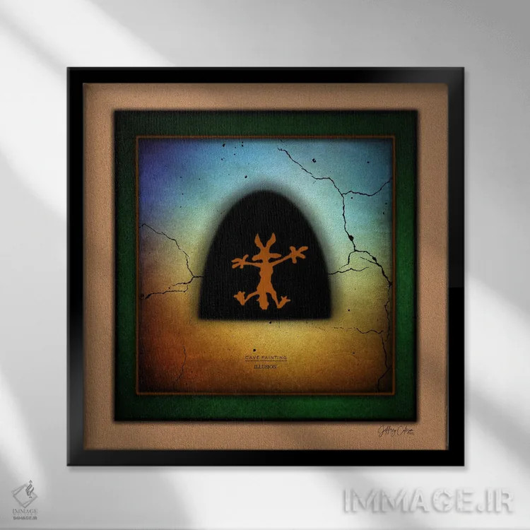 تابلو دکوراتیو توهم نقاشی غار اثر جفری کولیسون - نمای قابدار مشکی