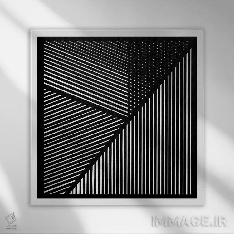 تابلو انتزاعی آشوب کنترل شده شماره چهار اثر جیم اشلوتزاور - نمای قابدار سفید