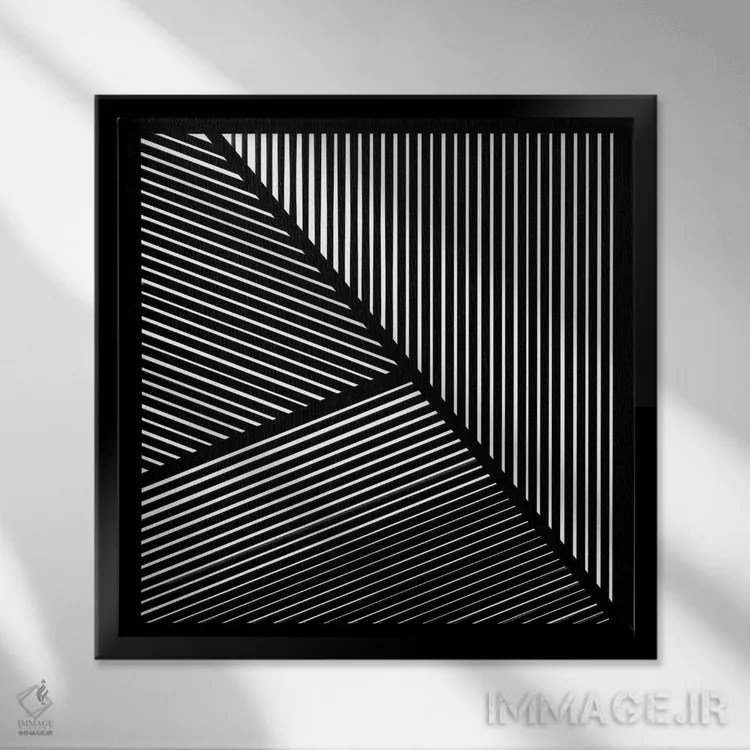 تابلو انتزاعی آشوب کنترل شده شماره یک اثر جیم اشلوتزاور - نمای قابدار مشکی