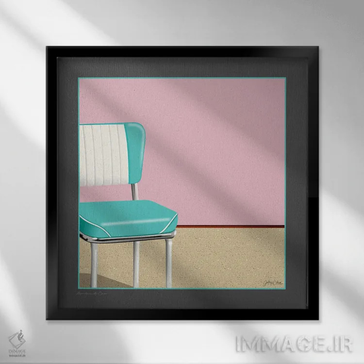 تابلو مدرن مارمولئوم با صندلی اثر جفری کولیسون - نمای قابدار مشکی