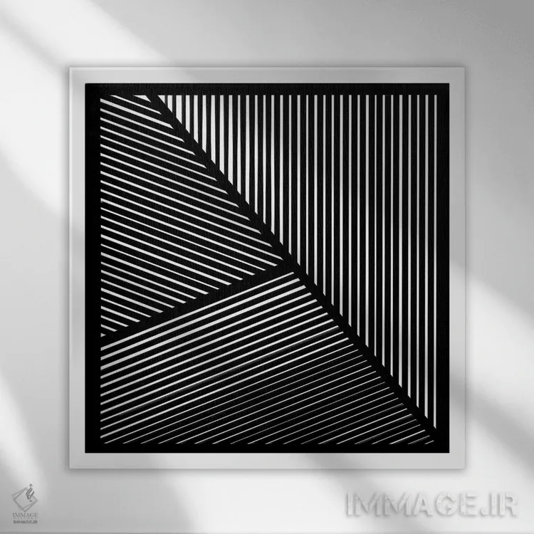 تابلو انتزاعی آشوب کنترل شده شماره یک اثر جیم اشلوتزاور - نمای قابدار سفید