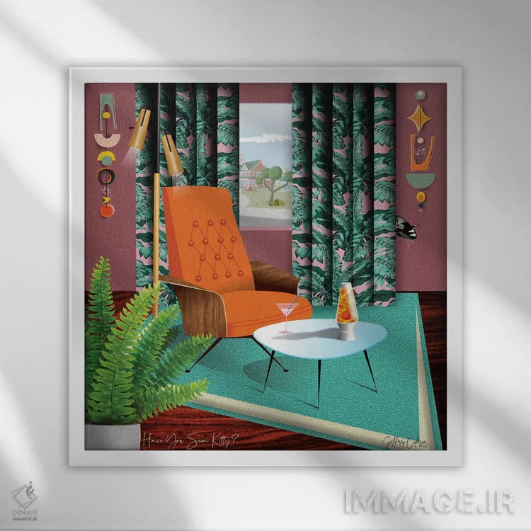 تابلو مدرن گربه را دیده ای؟ اثر جفری کولیسون - نمای قابدار سفید