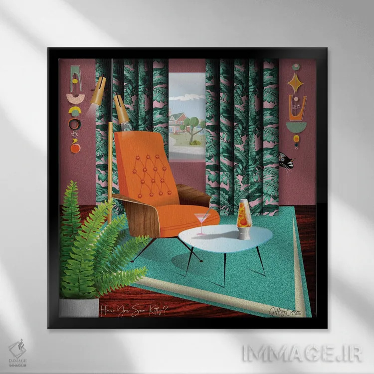 تابلو مدرن گربه را دیده ای؟ اثر جفری کولیسون - نمای قابدار مشکی