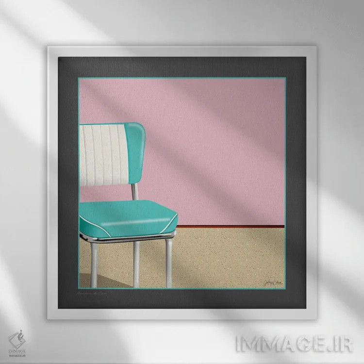 تابلو مدرن مارمولئوم با صندلی اثر جفری کولیسون - نمای قابدار سفید