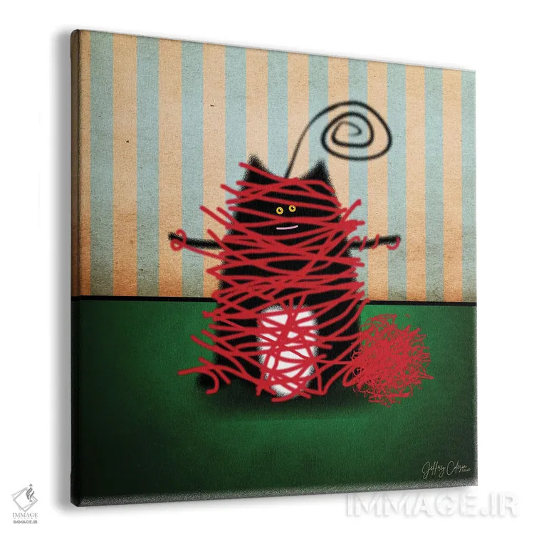 تابلو دکوراتیو توپ کاموا خراب شده اثر جفری کولیسون - نمای پرسپکتیو محصول