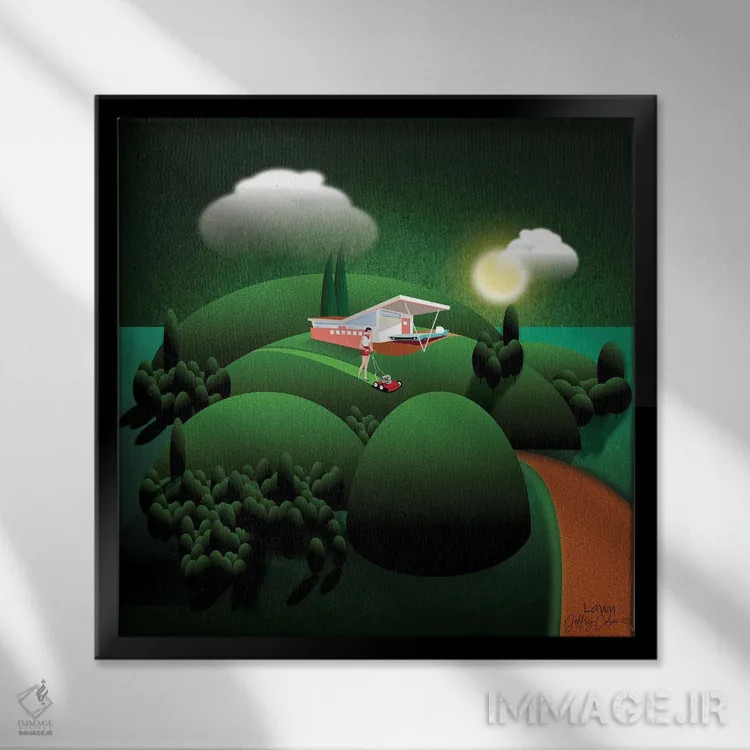 تابلو دکوراتیو چمنزار اثر جفری کولیسون - نمای قابدار مشکی