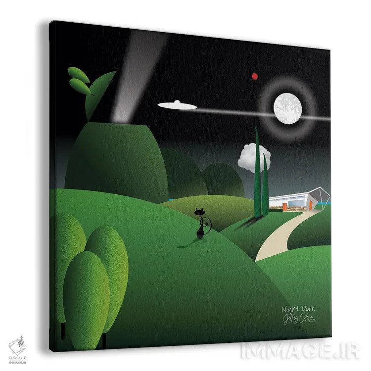 تابلو دکوراتیو اسکله شبانه اثر جفری کولیسون - نمای پرسپکتیو محصول
