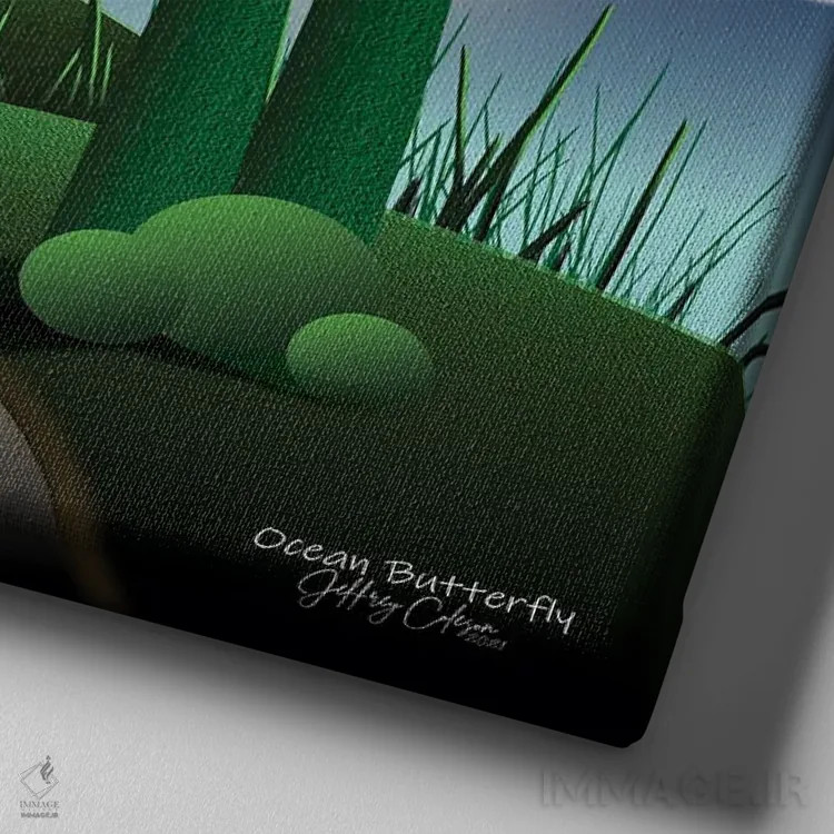 تابلو دکوراتیو پروانه ی اقیانوسی اثر جفری کولیسون - نمای نزدیک بافت بوم