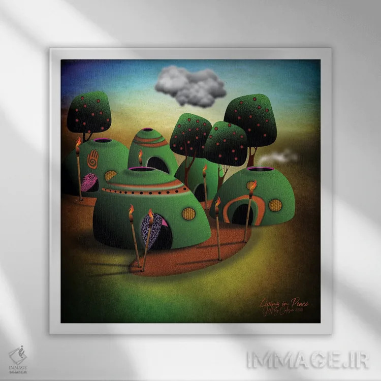 تابلو دکوراتیو زندگی در آرامش اثر جفری کولیسون - نمای قابدار سفید