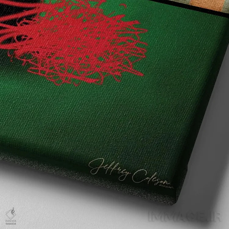 تابلو دکوراتیو توپ کاموا خراب شده اثر جفری کولیسون - نمای نزدیک بافت بوم