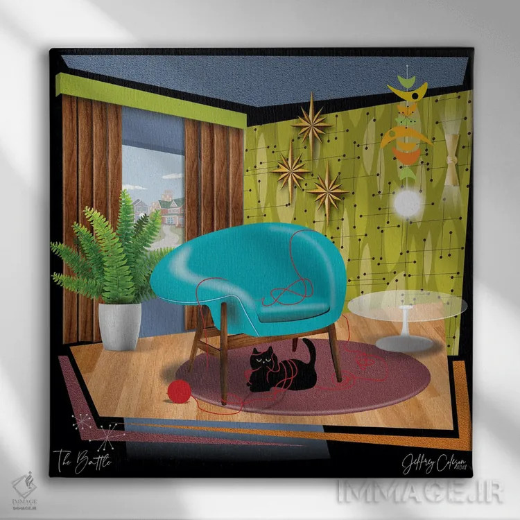 تابلو مدرن نبرد اثر جفری کولیسون - نمای روبهرو روی دیوار