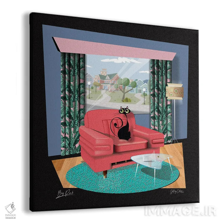 تابلو مدرن صورتی بزرگ اثر جفری کولیسون - نمای پرسپکتیو محصول